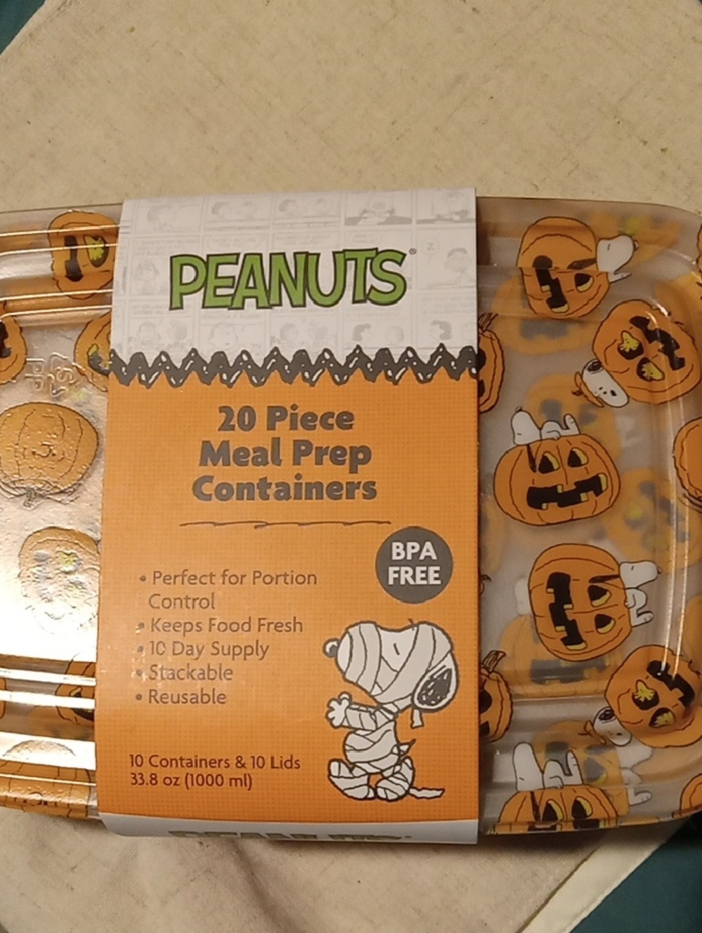Peanuts Pumpkin Design Meal Prep Containers - Orange
